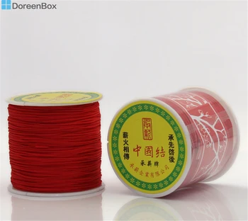 Doreen Lodziņā Terylene Vadu Ķīniešu Mezgls Sarkano Krāsu DIY Rotaslietu izgatavošana 1mm Dia.,1 Rullis(90 milj. eiro/Roll) (B22527)