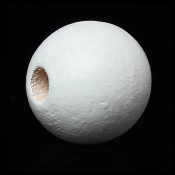 DoreenBeads Koka Distances Pērles Apaļas Baltas Par 25mm(1