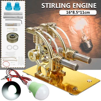 Double-cilindru Mikro DIY Stirling Motors Ārējās Iekšdedzes Dzinēju Skolas Demonstrācijas Agrīnās Mācīšanās Izglītības Rotaļlieta, Lai Mazulis