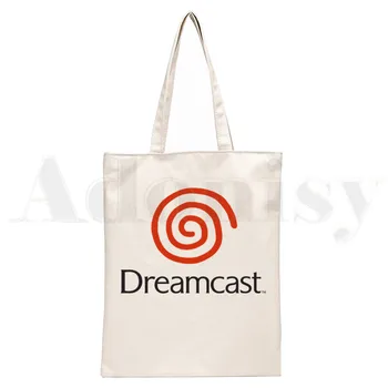 Dreamcast Cieņu Virpuļot Drukāt Somas Auduma Audekls Tote Soma, Iepirkšanās Ceļojumu Sievietēm Atkārtoti Plecu Pircējs Somas Bolsas