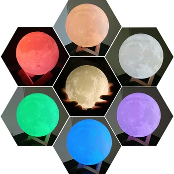 Dropship 3D Drukas Mēness Lampas 20cm 18 cm 15 cm, Krāsains Mainīt Touch USB Led Nakts Gaisma Mājas Dekori Radošo Dāvanu
