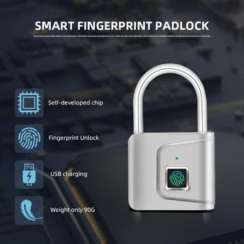 Drošības Durvju slēdzenes Smart Keyless USB Lādējamu pirkstu Nospiedumu piekaramo atslēgu, Lai Skapītis Sporta Skolas Cinka sakausējuma Metāla(Neviens Taustiņš App Lock)