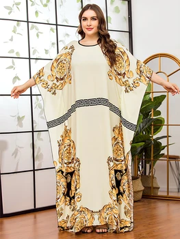 Drukāt Abaya Vasaras Sieviešu Kleitas 2020 Plus Lieluma Sieviešu Modes Plats Piedurkņu Etniskā Arābu Omāna Dubaija Drēbes Kaftan Sen Maxi Kleita
