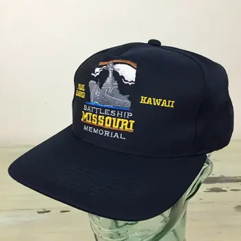 Drukāšanas PEARL HARBOR HAWAII - BATTLESHIP MISŪRI Piemiņas Vtg Tumši Zila SnapBack Cepure