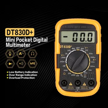 DT830D+ Mini Kabatas Digitālais Multimetrs 1999 Skaits AC/DC Volt Amp Ohm Diode hFE Nepārtrauktību Testeri Ammeter Voltmetrs