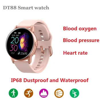 DT88 Smart Skatīties 1.22 collu Touch Screen IP68 Ūdensnecaurlaidīga sirdsdarbība, Asins Spiediena, Skābekļa Monitors Sporta Skatīties Uz Android vai IOS