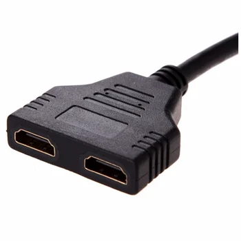 Dual HDMI male-HDMI female adapteri kabeļa savienojumu, 30 cm (melna)