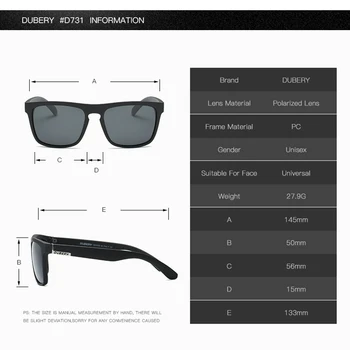 DUBERY Polarizētās Saulesbrilles, Vīriešu Klasisko Saules brilles Vīriešu Braukšanas Āra Sporta Zvejas Vīriešu Briļļu Dizainera Oculos UV400
