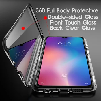 Dubultā Sānu Stikls Magnētisko Metāla Gadījumā Xiaomi Mi 10T Lite 9T POCO X3 NFC F1, F2 Pro Redmi K30, Ņemiet vērā, 9 8 7 9S 8T 9.A 8.A Vāciņu