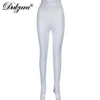 Dulzura salātu cietā sieviešu zīmuli bikses spraugas, melna balta augsta vidukļa bodycon sexy streetwear garās bikses 2020 rudens ziemas