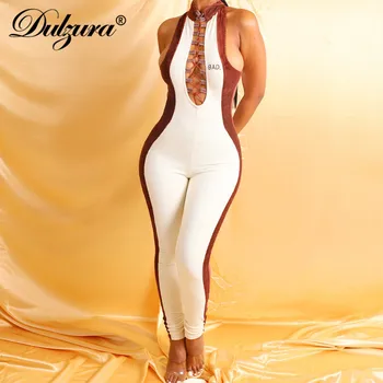 Dulzura Velveta Daudzām Sievietēm Bez Piedurknēm Jumpsuit Mežģīnes Up Pārsējs Dobi No Bodycon Sexy Streetwear 2020 Rudens Ziemas Klubs