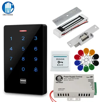 Durvju Piekļuves Kontroles Sistēma Komplekts Āra IP68 Ūdensnecaurlaidīga RFID Tastatūra + Barošanas + 180KG Elektriskā, Magnētiskā Atslēga Streiku, Slēdzenes