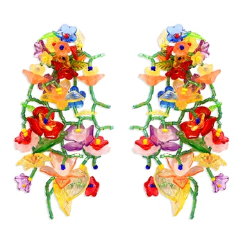Dvacaman 2020 ZA Multi Krāsu Ziedi Kulons Piliens Auskari Sievietēm Boho Roku darbs Fāzēm Ziedu Pušķis Auskari Modes Rotaslietas