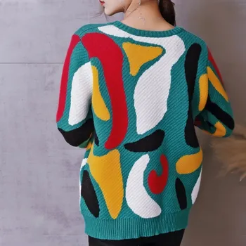 DVĒSELE TIGER 2019 Modes Dāmas 3d Svītrainu Džemperi Sievietēm Luksusa Gadījuma Pulovers Ziemas Sabiezēt Siltas Adītas Drēbes Plus Izmēra