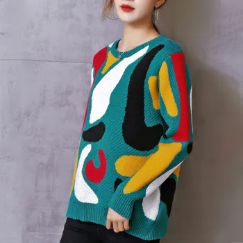 DVĒSELE TIGER 2019 Modes Dāmas 3d Svītrainu Džemperi Sievietēm Luksusa Gadījuma Pulovers Ziemas Sabiezēt Siltas Adītas Drēbes Plus Izmēra
