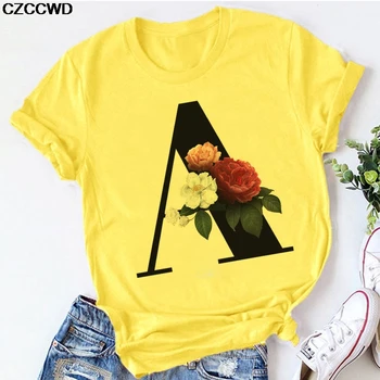 Dzeltena Plus Izmēra T-krekls Sievietēm Vasarā Leeter Drukas Dāma Gadījuma T Krekls Topi Harajuku Streetwear Īsām Piedurknēm O-veida Kakla Tee Tshirt