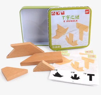Dzelzs Kaste Koka Puzle, Klasiskās Ģeometriskās Formas Tangram Koka Puzles Bērniem, Tangram Puzzle Rotaļlietas Izglītības Dāvanu DS9