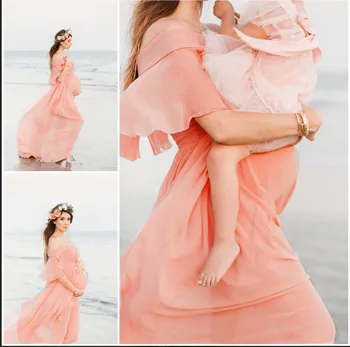 Dzemdību Pie Pleca Šifona Kleita Maxi Ilgi Fotogrāfija Kleita Grūtniecēm, Apģērbs pludmales kleita Iedomātā Grūtniecība Foto Aksesuārus Šaut