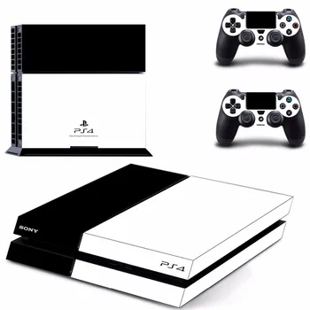 Dzidri Balts Melns Krāsa PS4 Ādas Decal Uzlīmes Sony PlayStation 4 Konsole un 2 Kontrolieri PS4 Ādas, Vinila Uzlīmes Piederumu