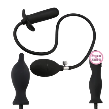 Dzimums Piepūšams Anālais Plug Soft Black iesūknē Gaisu piepildīta Silikona Butt Plug Anālais Dilator Tūpļa Massager Seksa Rotaļlietu Vīriešiem Sieviete Gejs