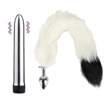Dzimums Vibrējošu Klitora Stimulators Bullet Vibrators ar Asti Anālais Plug Masturbator Sievieti Butt Kontaktspraudņi Anālais Vibratori Pieaugušo Rotaļlietas