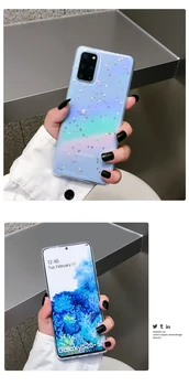 Dzirkstošais zvaigznes attiecas uz Samsung note20 ultra 10 9 8 mobilo telefonu gadījumā Galaxy s20 s21 s10 s9plus s8 pārredzamu mīkstas gumijas gadījumā