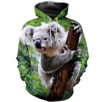 Dzīvnieku Gudrs Koala 3D 3D Iespiesti Vīriešiem, Hoodies/sporta krekli Harajuku Fashion Kapuci Rudens garām Piedurknēm streetwear sudadera hombre