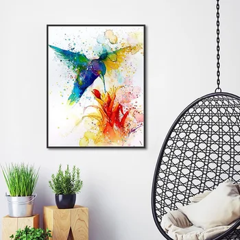 Dzīvnieku, Putnu Plakāts Kolibri pacelt ziedi Mākslas Drukāt Audekls Krāsains Oi Glezniecības Mākslas Eju Krāsošana Mūsdienu Apdare Pasūtījuma