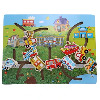 Dzīvnieku Satiksmes Matching Labirints Rotaļlietas Izglītojošās Rotaļlietas Karikatūra Transportlīdzekļa Koka Labirints, Puzzle Izlūkošanas Sākumā bērnu Rotaļlietas