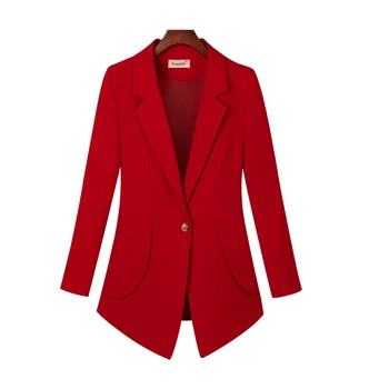 Dāmas mētelis pavasara un rudens modes garām piedurknēm tīrtoņa krāsu temperaments Slim OLprofessional elegants birojs dāmas jaka uzvalks