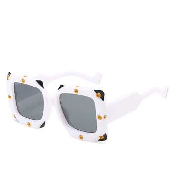 Dāmas Rhinestone Laukumā Saulesbrilles 2019 Jaunā Stila Saules Brilles Zīmola Dizaina Sieviešu Liels Rāmis Brilles Āra Žalūzijas, Aizsargbrilles,