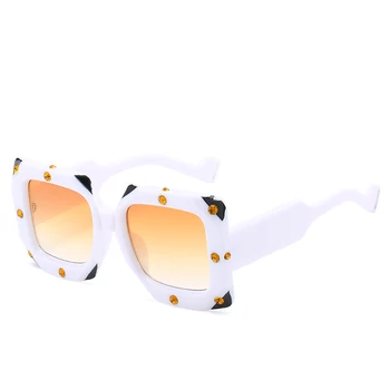 Dāmas Rhinestone Laukumā Saulesbrilles 2019 Jaunā Stila Saules Brilles Zīmola Dizaina Sieviešu Liels Rāmis Brilles Āra Žalūzijas, Aizsargbrilles,