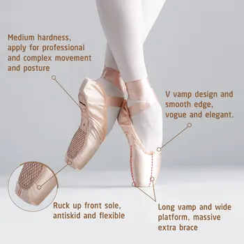 Dāmas Satīna Baleta Kurpes Profesionālā Baleta Pointe Kurpes Meitenēm, Sievietēm Ar Bezmaksas Apavu Somas