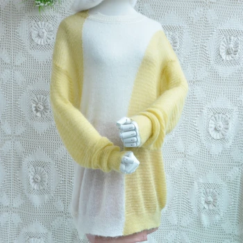 Dāmas sieviešu modes mīksto krāsas angoras vilna, mohēra brīvs džemperis o-veida kakla garām piedurknēm adīts pavasara rudens džemperis džemperis top