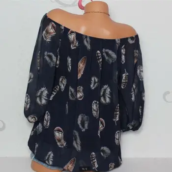 Dāmas Vasaras Modes Drukāt Plats Piedurknēm V-Veida Kakla Krekls Sievietēm Zaudēt Ikdienas Blūze Baggy Šifona Topi Blusa Feminina
