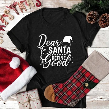 Dārgais Santa Definēt Labs Grafiskais T-Krekls Smieklīgi Kokvilnas Ņau Vintage Santa Ziemassvētku cepuri Saukli Estētisko Topi Gadījuma Camisetas