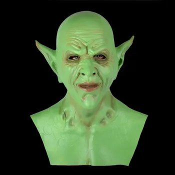 Dēmons Maska Dzeltens-Zaļš Velns Lateksa Cosplay Tērpu Aksesuārus, Maskas Halloween