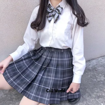 [Dūmu Pelēks] Meitene Sieviešu Japāņu Vasaras Augsta Vidukļa Kroku Pleds Svārki JK Skolā Vienotu Studentu Lupatas