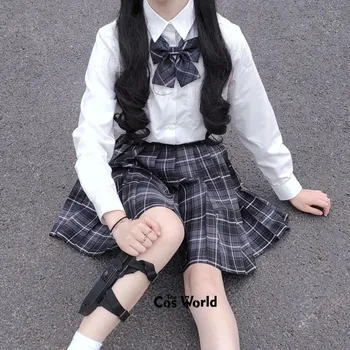[Dūmu Pelēks] Meitene Sieviešu Japāņu Vasaras Augsta Vidukļa Kroku Pleds Svārki JK Skolā Vienotu Studentu Lupatas