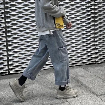 Džinsi Sievietēm Taisni Zaudēt 2XL Visu maču Augsta Vidukļa Draugs Unisex Hip-Hop Streetwear Harajuku Sieviešu Bikses korejiešu Stilā