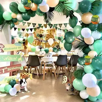 Džungļu Safari Tēmu Puse Rotājumi Zaļo Balonu Arkas Vainags Kopums dod priekšroku Bērniem Zēni, Dzimšanas dienu, Bērnu Dušas Rotājumi