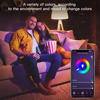 E27 B22 WiFi Smart Spuldzes LED RGB Lampa Strādā Ar Alexa, Google Home RGB+PKT Aptumšojami Taimera Funkcija Magic Spuldzes Smart Home