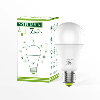 E27 Smart WiFi LED Spuldzes RGBW KMT 7W darbu ar Amazon Alexa & Google Home APP kontroles AC85-265V LED Spuldzes Lampa