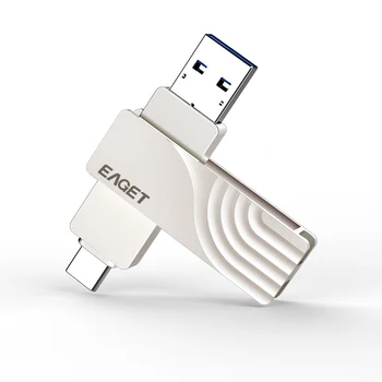 EAGET CF30 USB Flash Drive 128G OTG Metāla USB 3.0 Pen Drive Taustiņu 64GB Tips C3.1 ātrgaitas pendrive Mini Flash Drive, Memory Stick