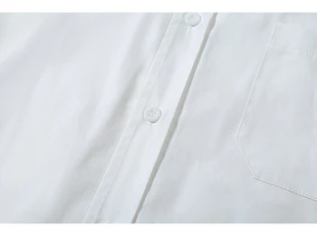 [EAM] Sievietes Baltā Pakāpenisku Krāsu, Liela Izmēra Blūze Jaunu Atloks ar garām Piedurknēm Loose Fit Krekls Modes Jūra Pavasara Rudens ir 2021. 1Z851