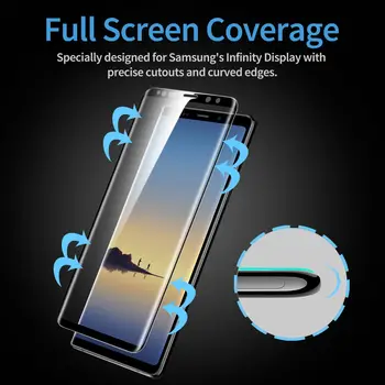 EAR 2gab/daudz 9H Rūdīts Stikls Screen Protector for Samsung Galaxy Note 9 3D Izliektas Pilnībā Segtu Draudzīgi Stikla Aizsardzības Plēves