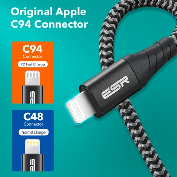 EAR Zibens Kabeļu MFi Ātrās Uzlādes C Tipa USB C līdz Lightning Kabelis priekš iPhone 12 iPad Apple MFI Lightning Kabelis Datu Līnijas