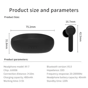 EastVita XY-7 TWS Austiņas Bezvadu Ergonomisks Bluetooth 5.0 Sporta Earbuds Stereo Austiņas Ar Uzlādes Lodziņā Iebūvēts Mikrofons