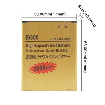 EB-L1G6LLU EB L1G6LLU 2850mAh Augstas Ietilpības Zelta Akumulators Samsung Galaxy S3 SIII S 3 III I9300 i535 i747 T999 L710 I9308