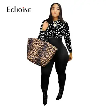 Echoine Sieviešu Modes Leopards Izdrukāt Izdilis Naktsklubs Kombinezonus Rudens Garas Piedurknes Raibs Ladys Sexy Puse Jumpsuits kopumā